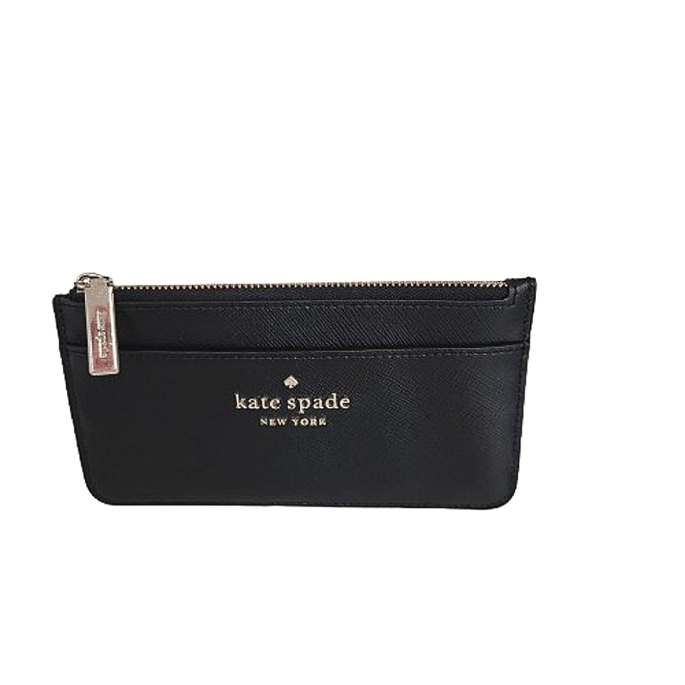 Kate Spade Black Staci Large Slim Card Holder Wallet Saffiano Leather